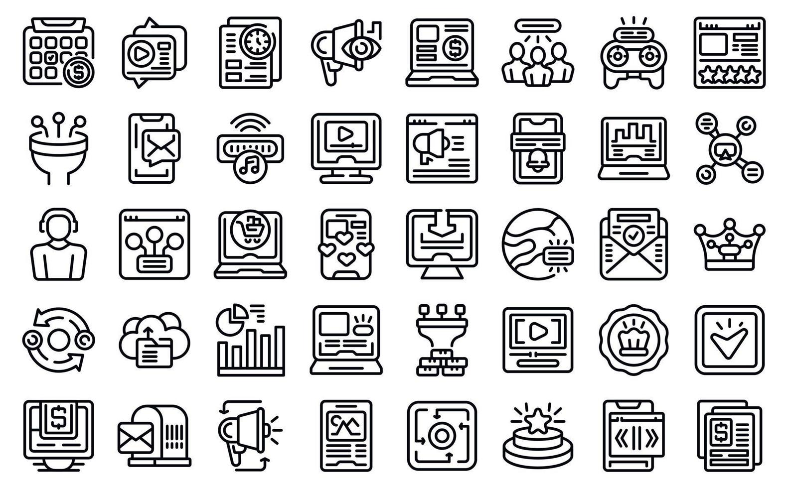 Subscription service icons set outline vector. Business economy vector