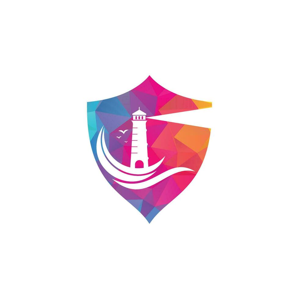 Lighthouse vector logo design. Waves Lighthouse icon logo design vector template illustration.