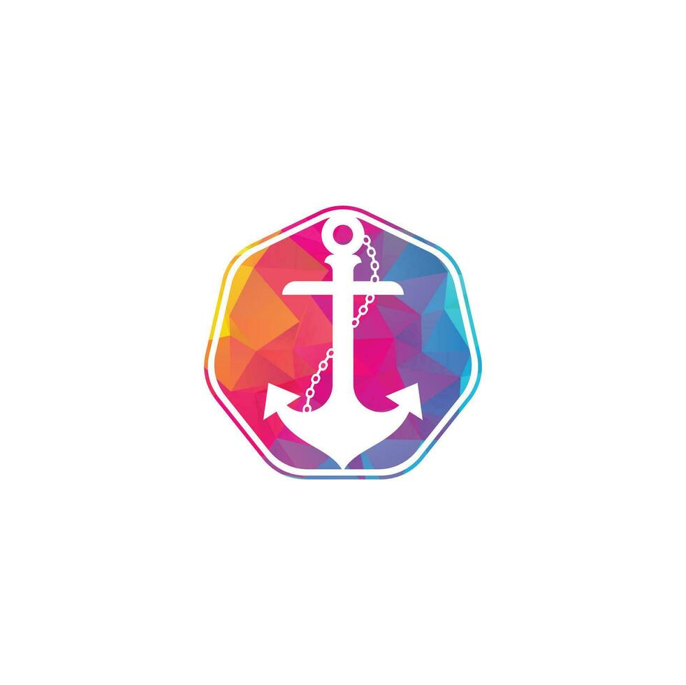 Anchor with rope logo design template. vector