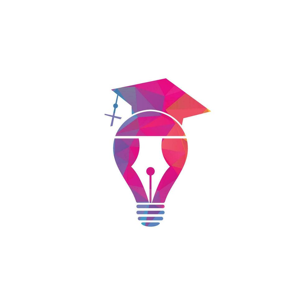Light bulb and graduation cap logo. Creative Lamp Idea Genius Logo Design Symbol. vector