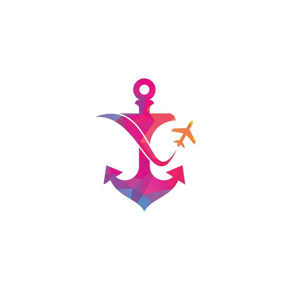 Anchor and airplane logo combination. Anchor and airplane symbol or icon. Unique travel and flight logotype design template. vector