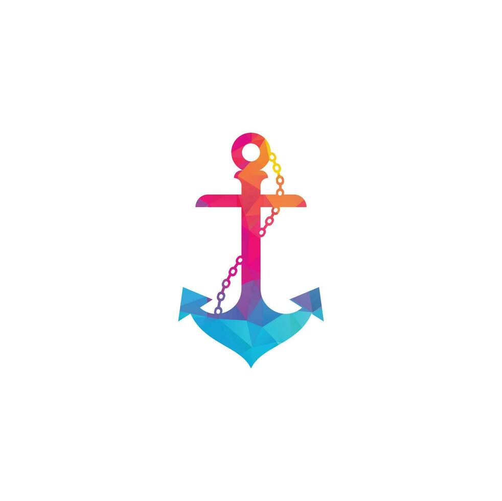 Anchor with rope logo design template. vector