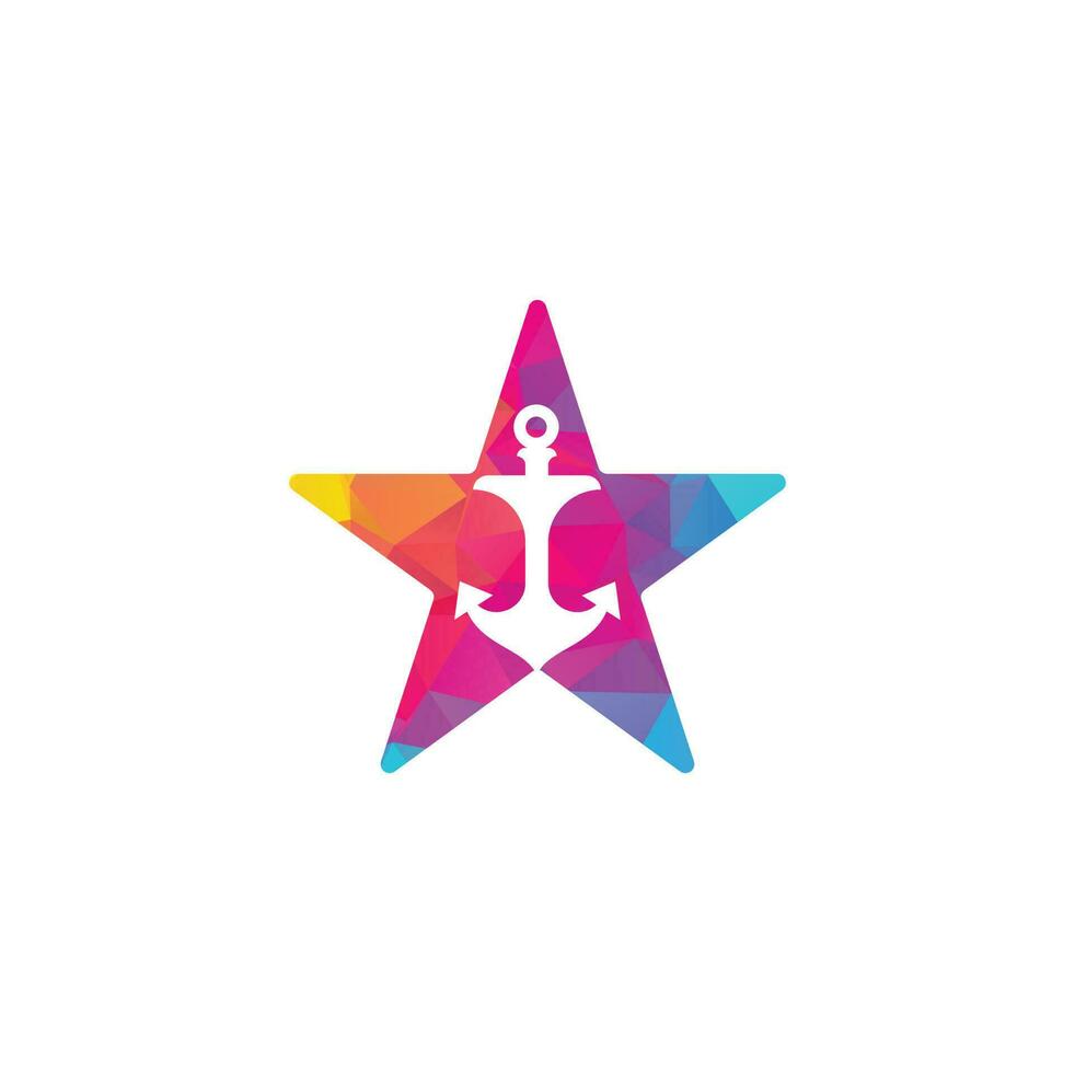 Anchor star shape concept vector logo design.