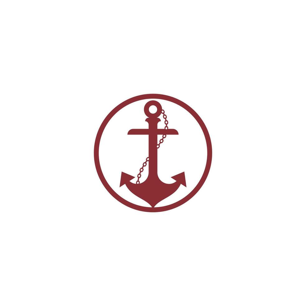 Anchor with rope logo design template. vector