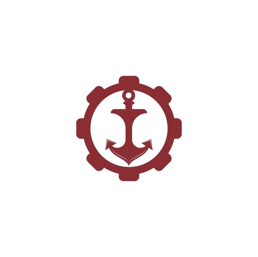 Anchor gear shape concept vector logo design.