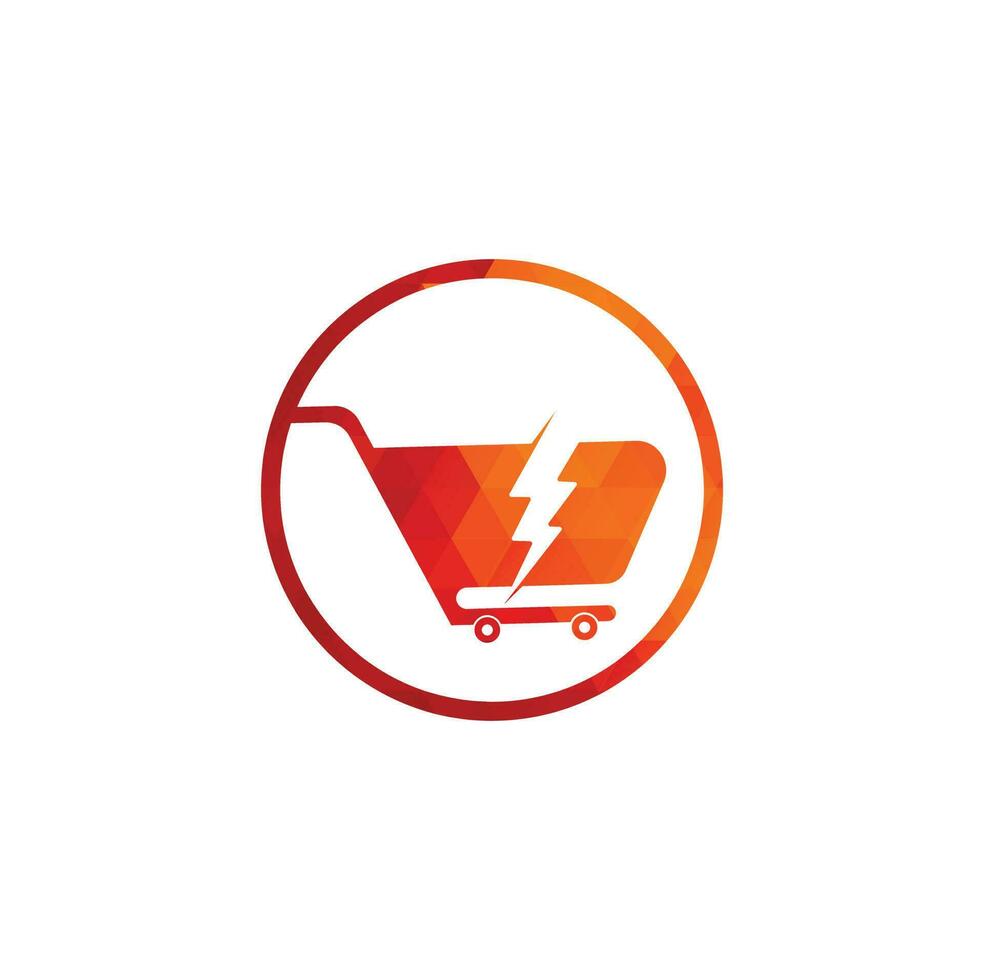 Shopping cart with flash logo icon. Cart Thunder Logo Vector Icon Illustration