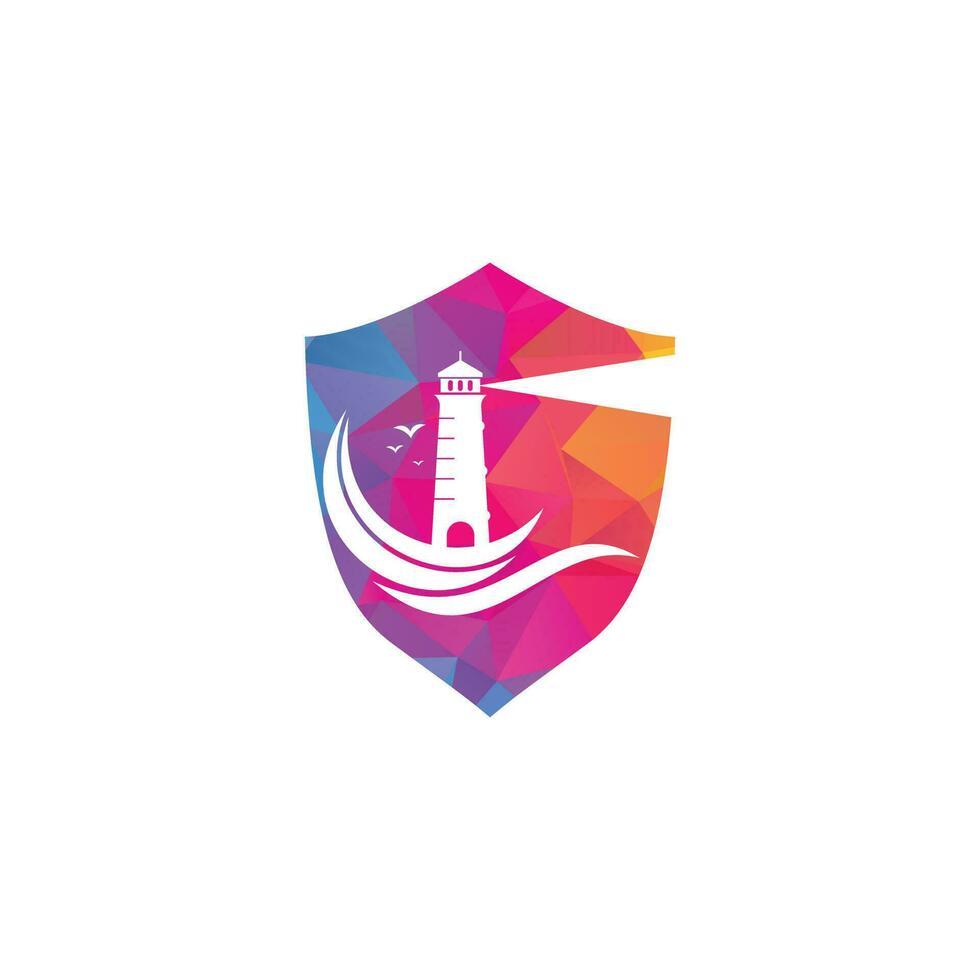 Lighthouse vector logo design. Waves Lighthouse icon logo design vector template illustration.