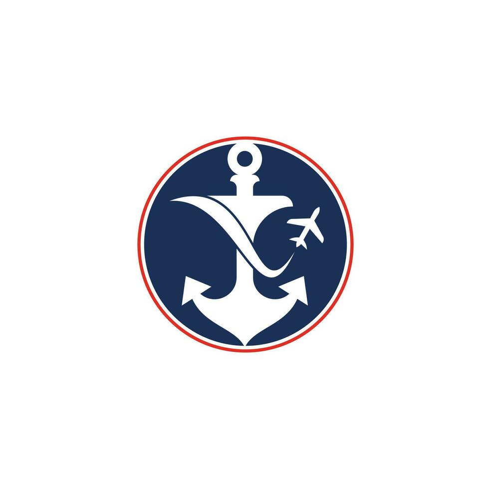 Anchor and airplane logo combination. Anchor and airplane symbol or icon. Unique travel and flight logotype design template. vector