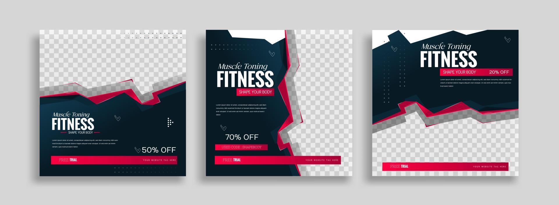 posts on social media vector illustration. Stylish graphics templates posts. dynamic abstractions typography photo. modern art paint and brush stains, fitness subjects gym. design frame post Template