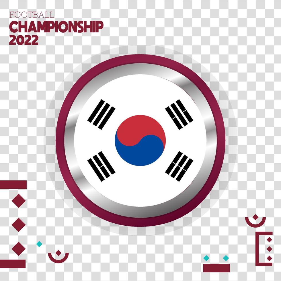 south korea flag nation 3d effect vector with isolated color background