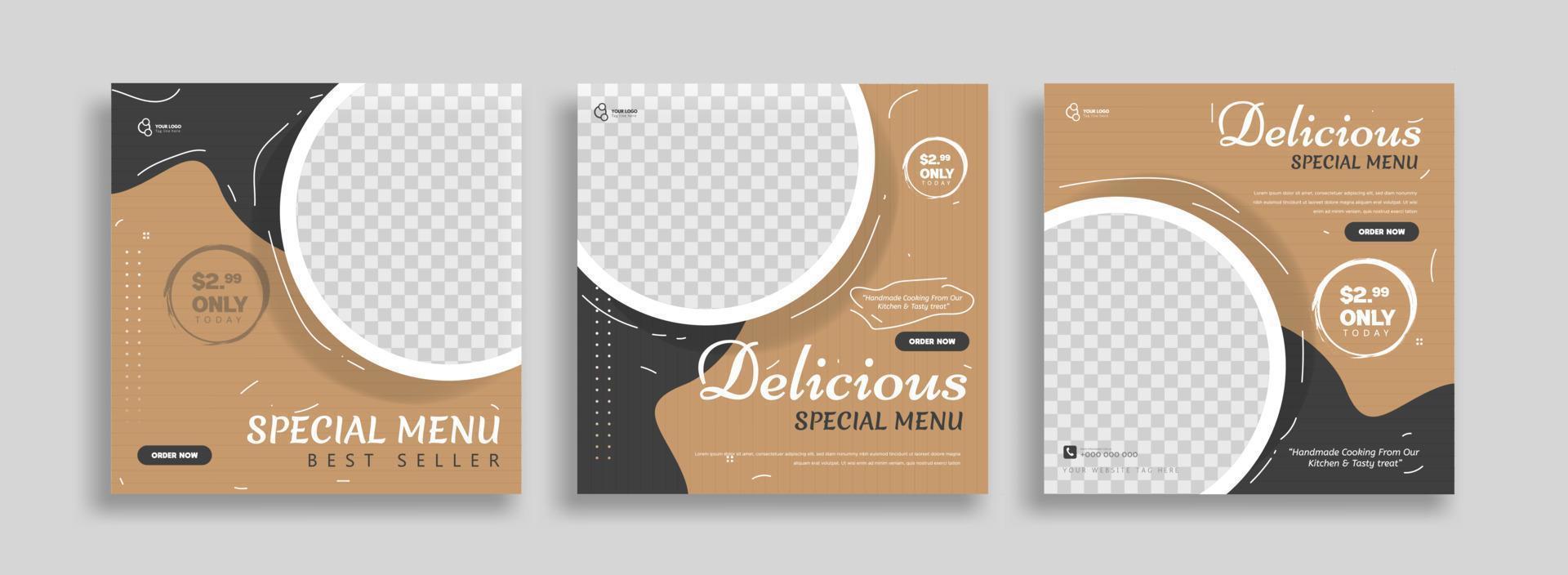 Creative food social media post template vector