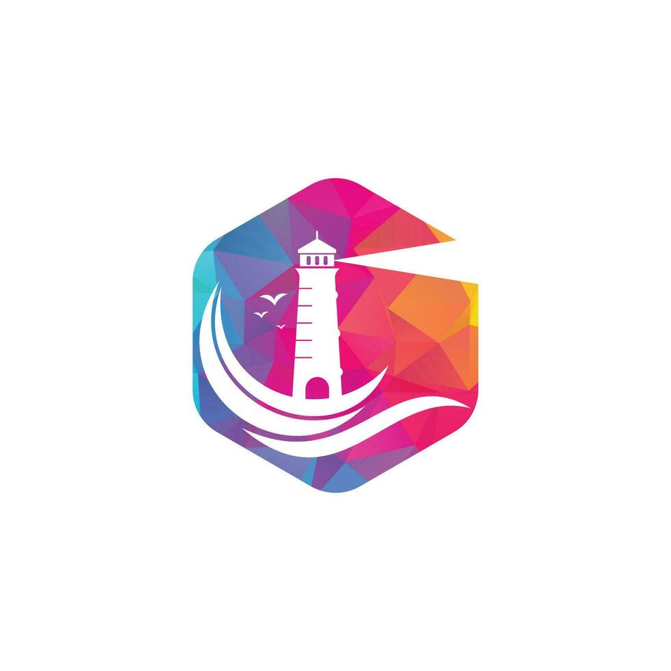 Lighthouse vector logo design. Waves Lighthouse icon logo design vector template illustration.