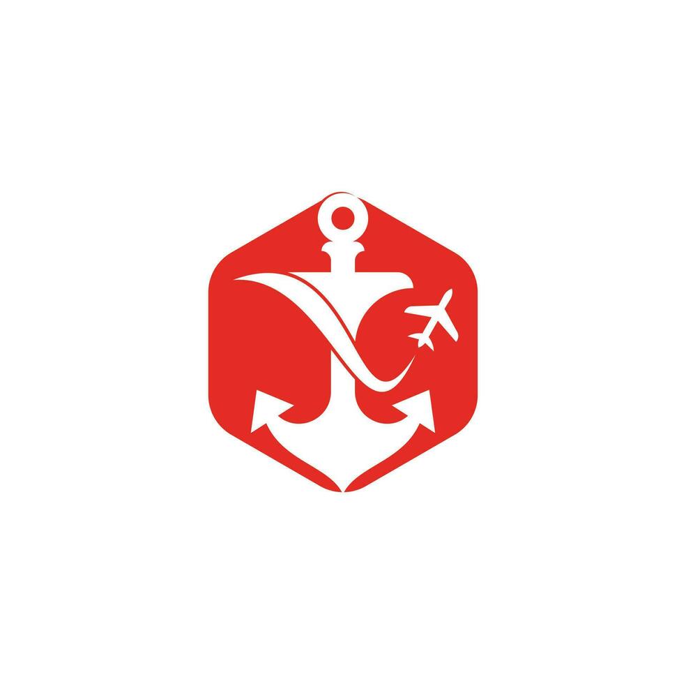 Anchor and airplane logo combination. Anchor and airplane symbol or icon. Unique travel and flight logotype design template. vector