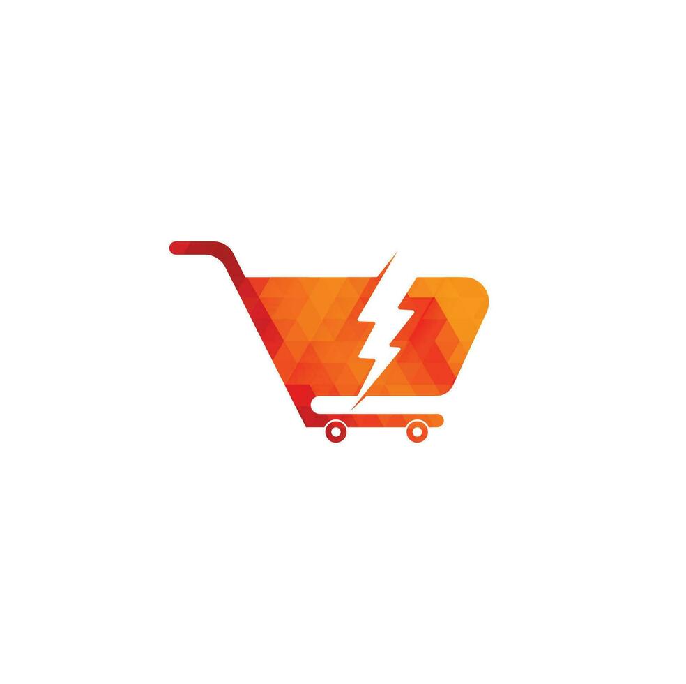Shopping cart with flash logo icon. Cart Thunder Logo Vector Icon Illustration