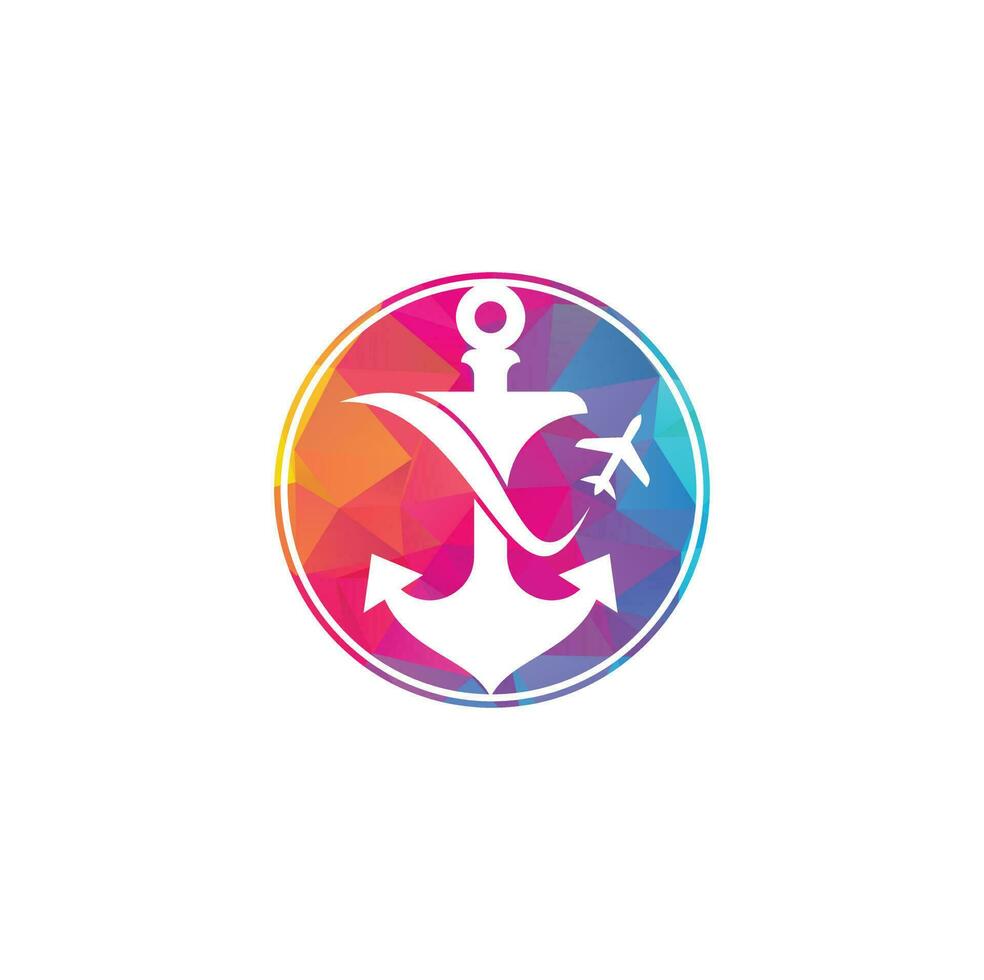 Anchor and airplane logo combination. Anchor and airplane symbol or icon. Unique travel and flight logotype design template. vector