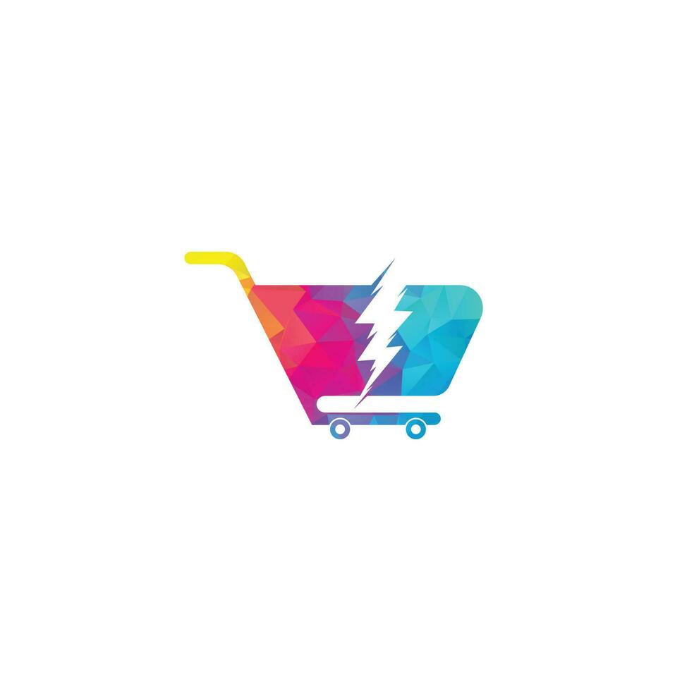 Shopping cart with flash logo icon. Cart Thunder Logo Vector Icon Illustration