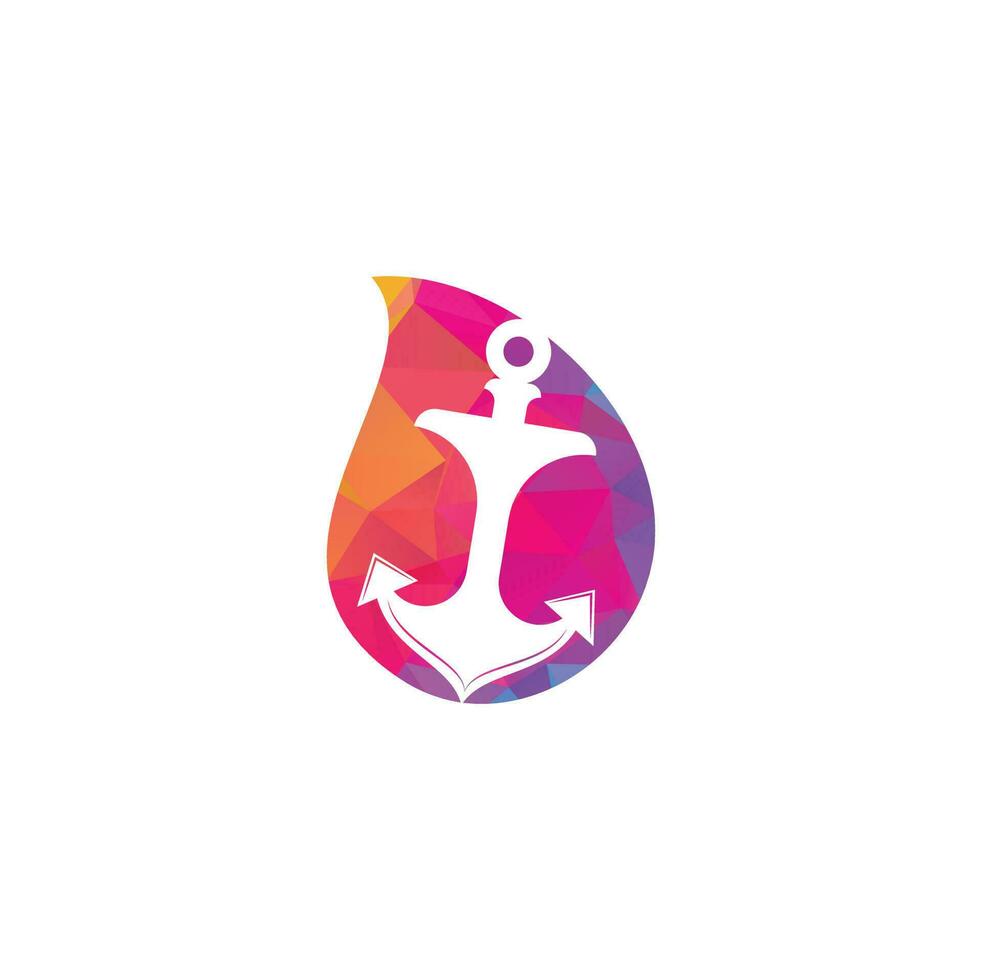 Anchor drop shape concept vector logo design.