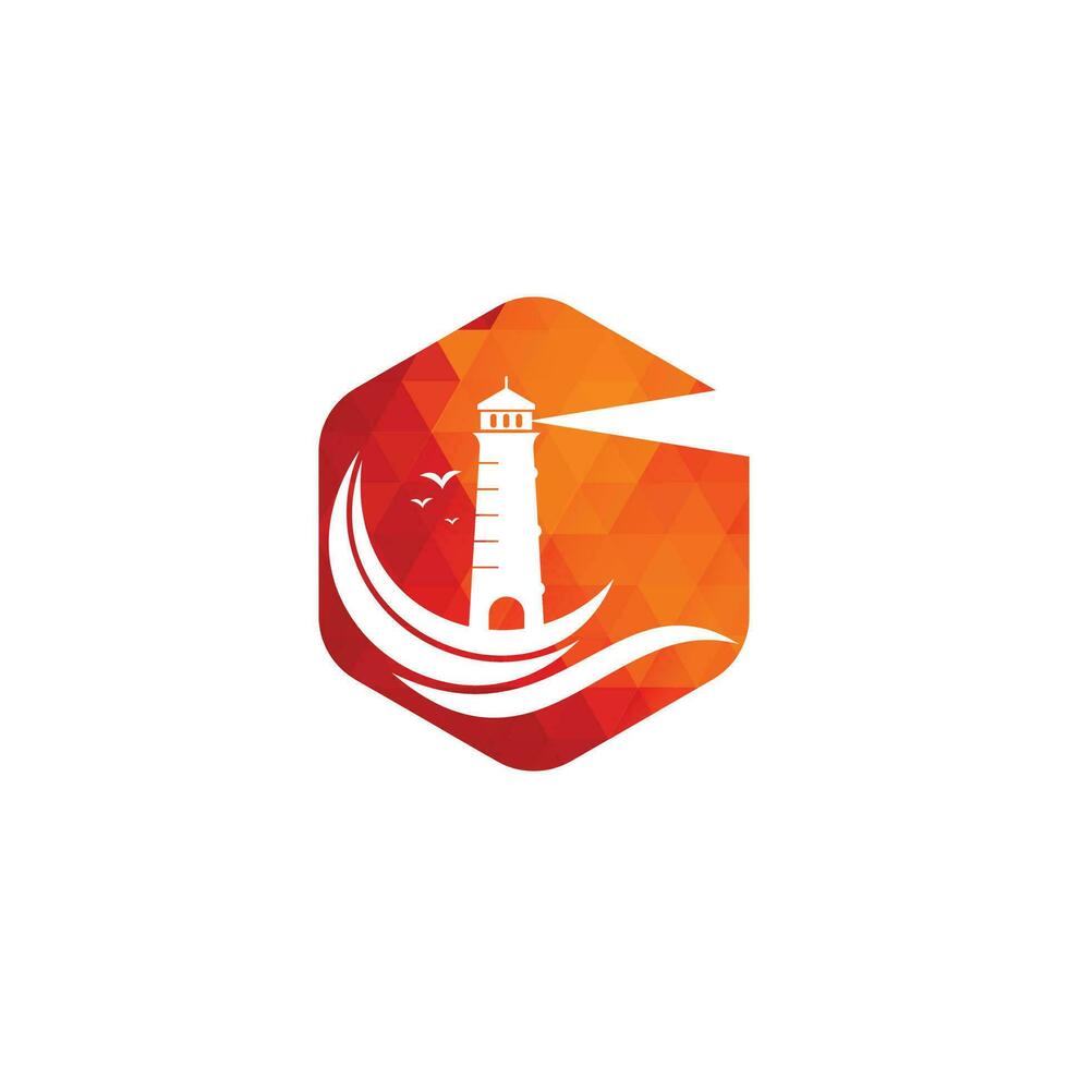 Lighthouse vector logo design. Waves Lighthouse icon logo design vector template illustration.