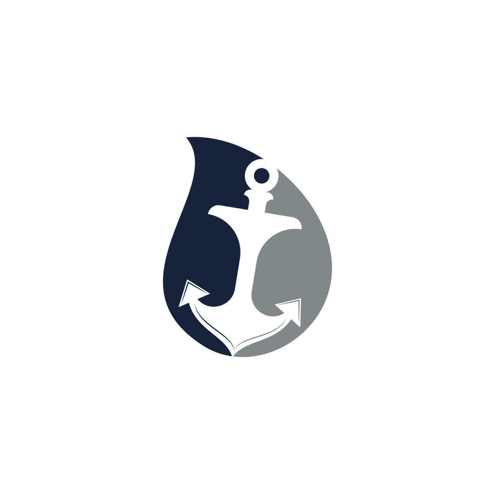 Anchor drop shape concept vector logo design.