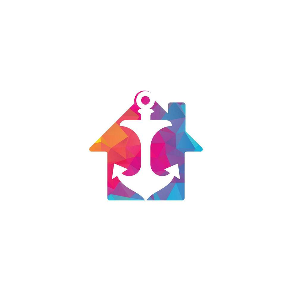 Anchor home shape concept vector logo design.
