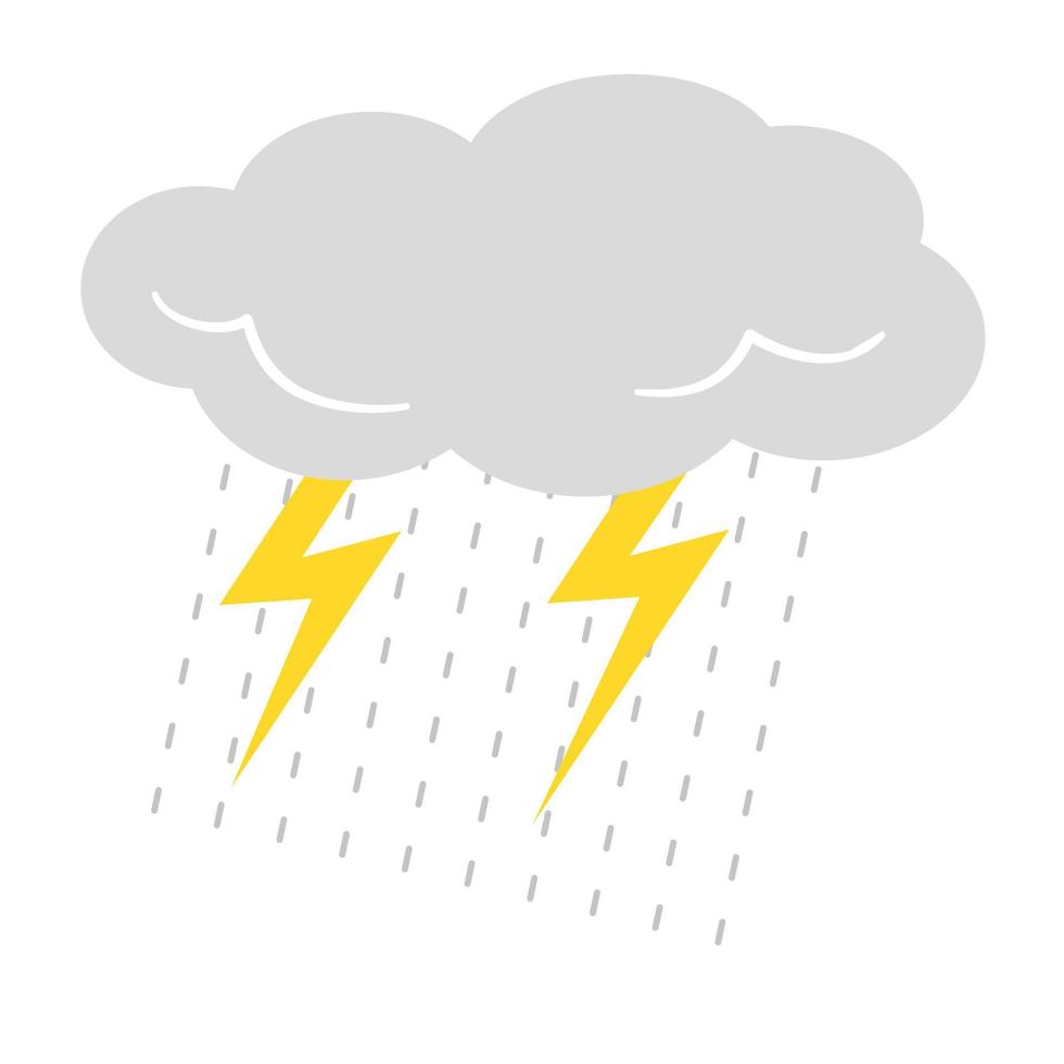 Rain with storm cloud and thunder, depression concept, flat vector illustration.