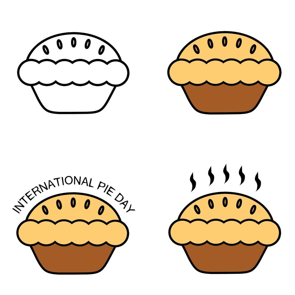 Pie vector drawing process Illustration on a white background