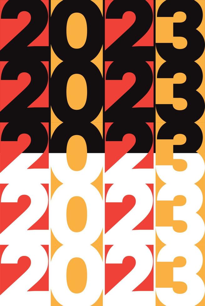 feliz año nuevo 2023 tipografía estilo de diseño moderno sobre fondo azul vector