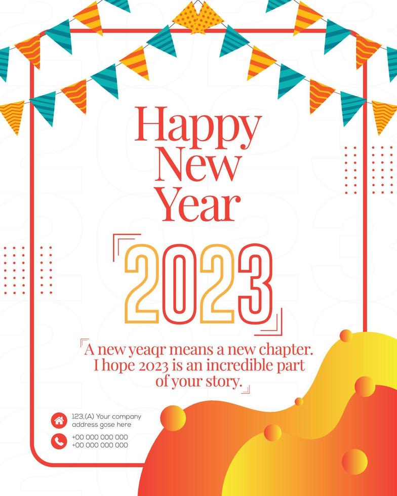 Happy New Year 2023, festive pattern on color background for invitation card, Merry Christmas, Happy new Year 2023, greeting cards vector