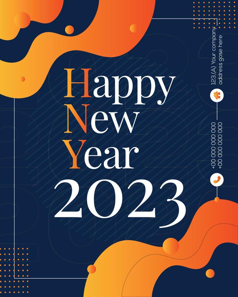 feliz año nuevo 2023, patrón festivo sobre fondo de color para tarjeta de invitación, feliz navidad, feliz año nuevo 2023, tarjetas de felicitación vector