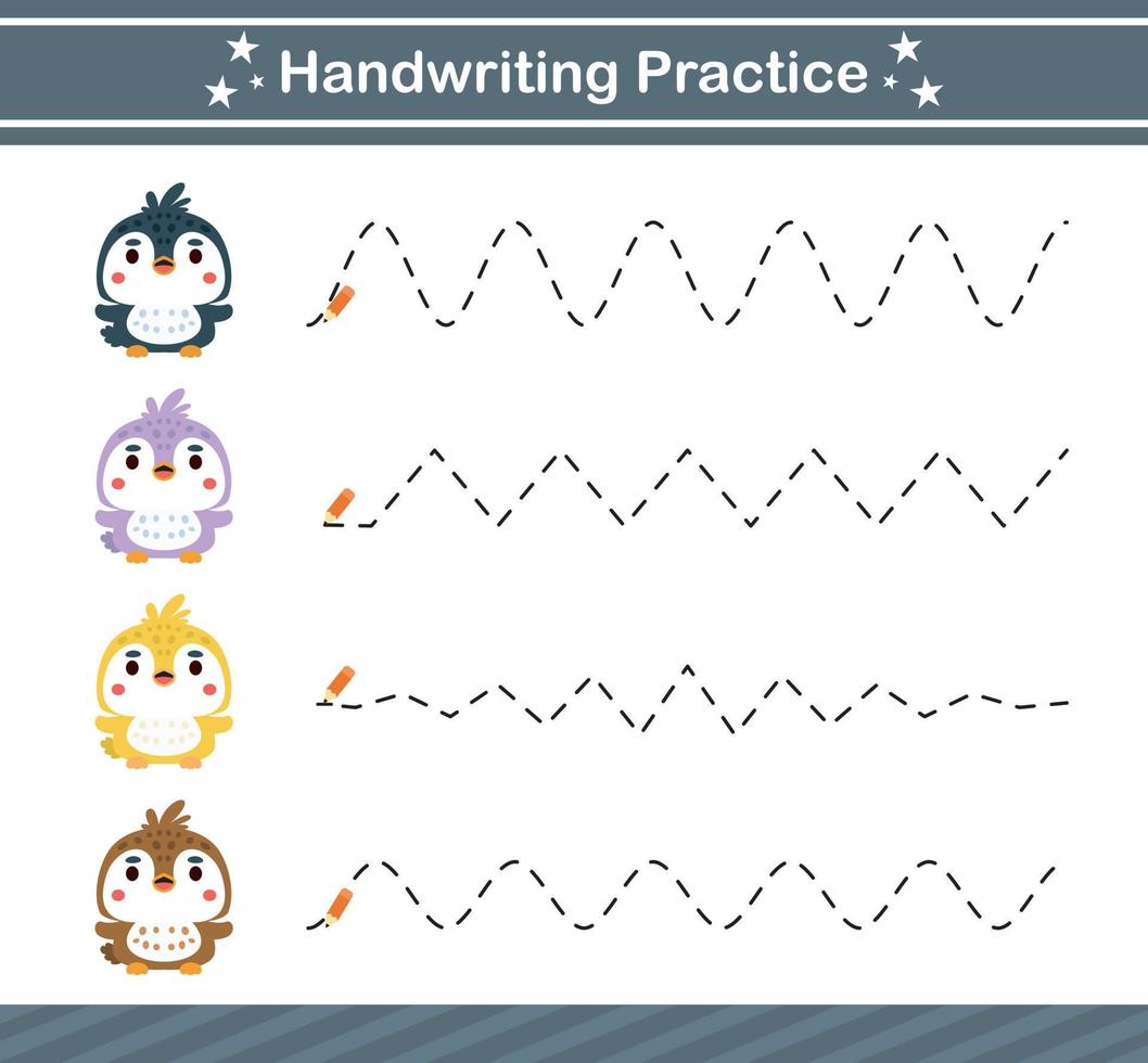 handwriting practice game.Education game for kindergarten and preschool .Educational page for kids vector