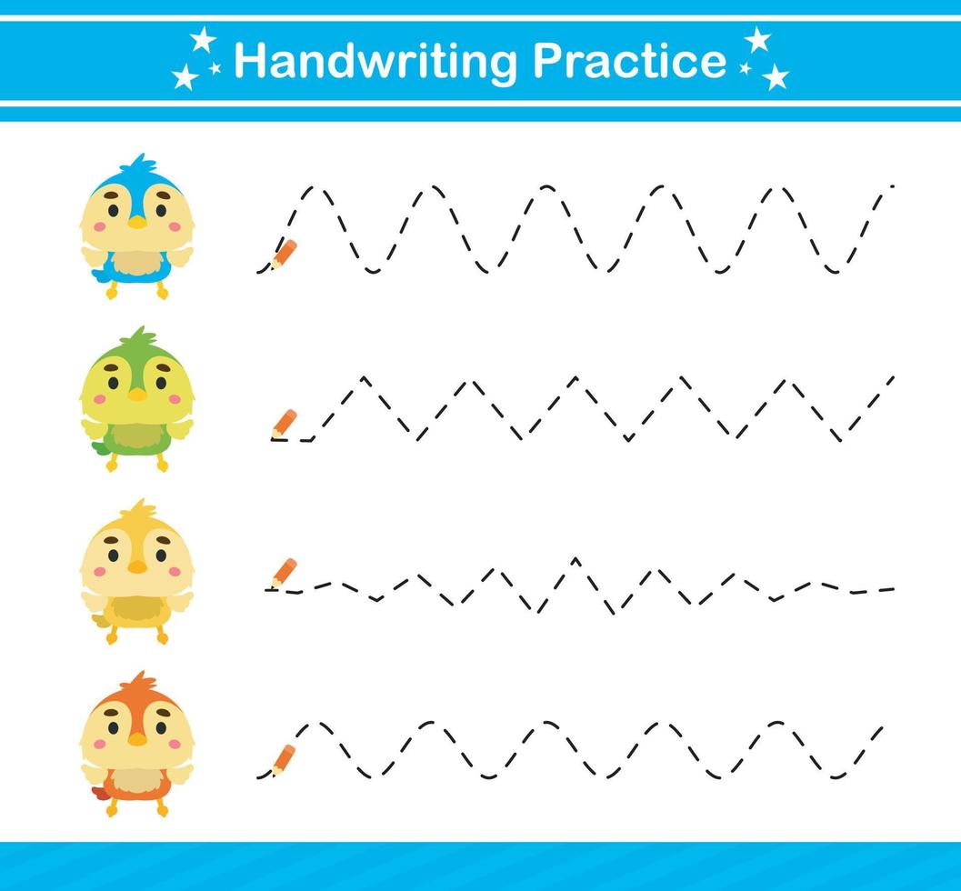 handwriting practice game.Education game for kindergarten and preschool .Educational page for kids vector