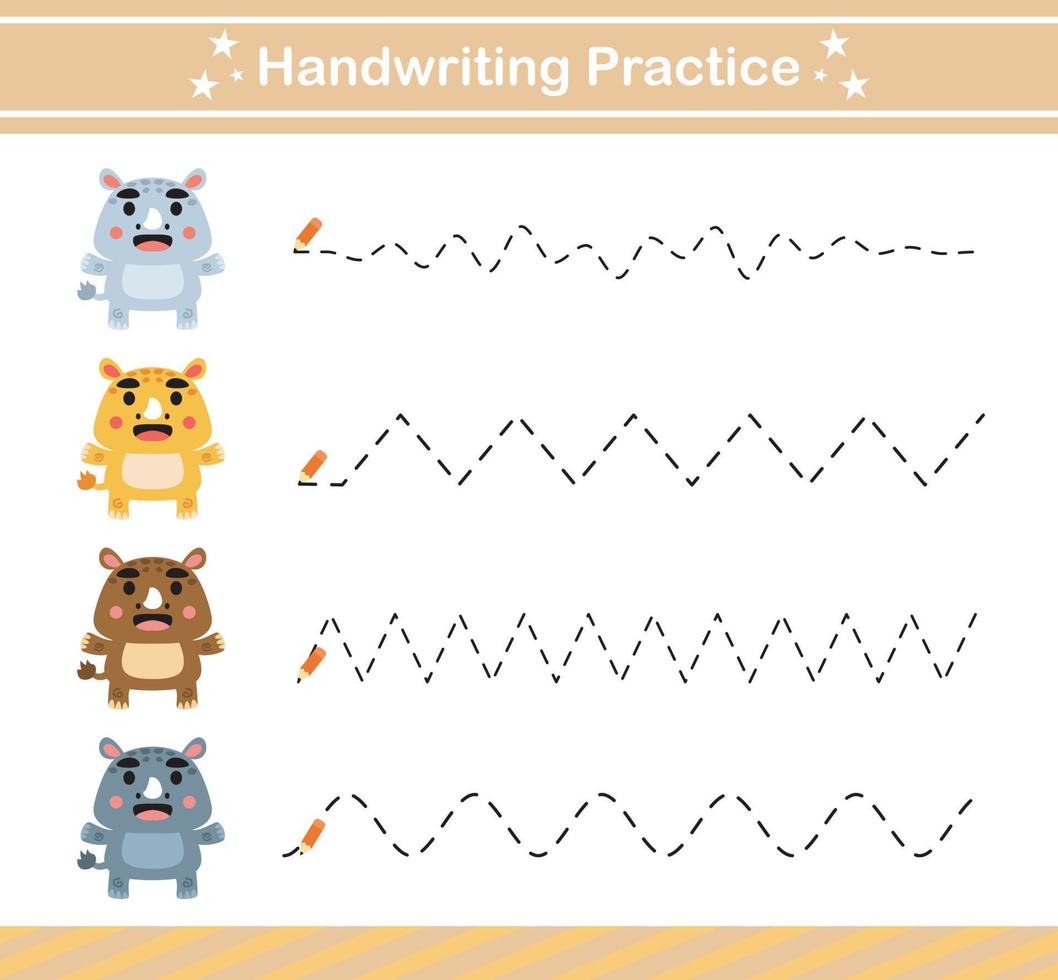 handwriting practice game.Education game for kindergarten and preschool .Educational page for kids vector