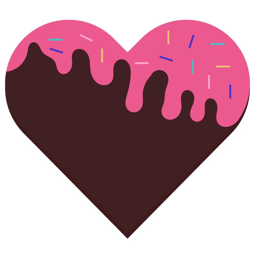 heart shaped chocolate. chocolate with glaze. valentine's day vector