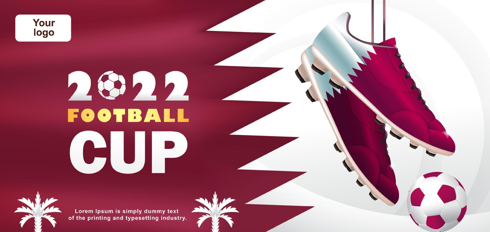 2022 Football Cup, 3d illustration of soccer shoes with flag vector