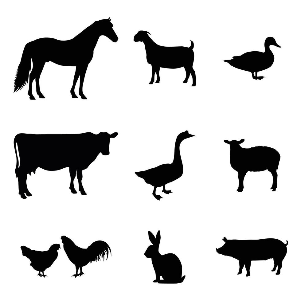 A set of farm animals. Vector isolated on a white background