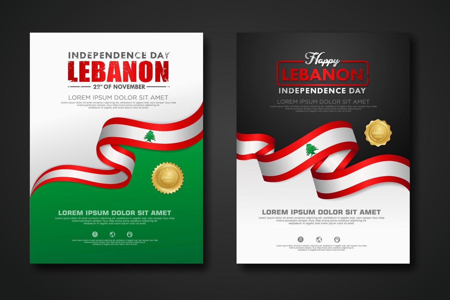 Set poster design Lebanon Independence day background template vector