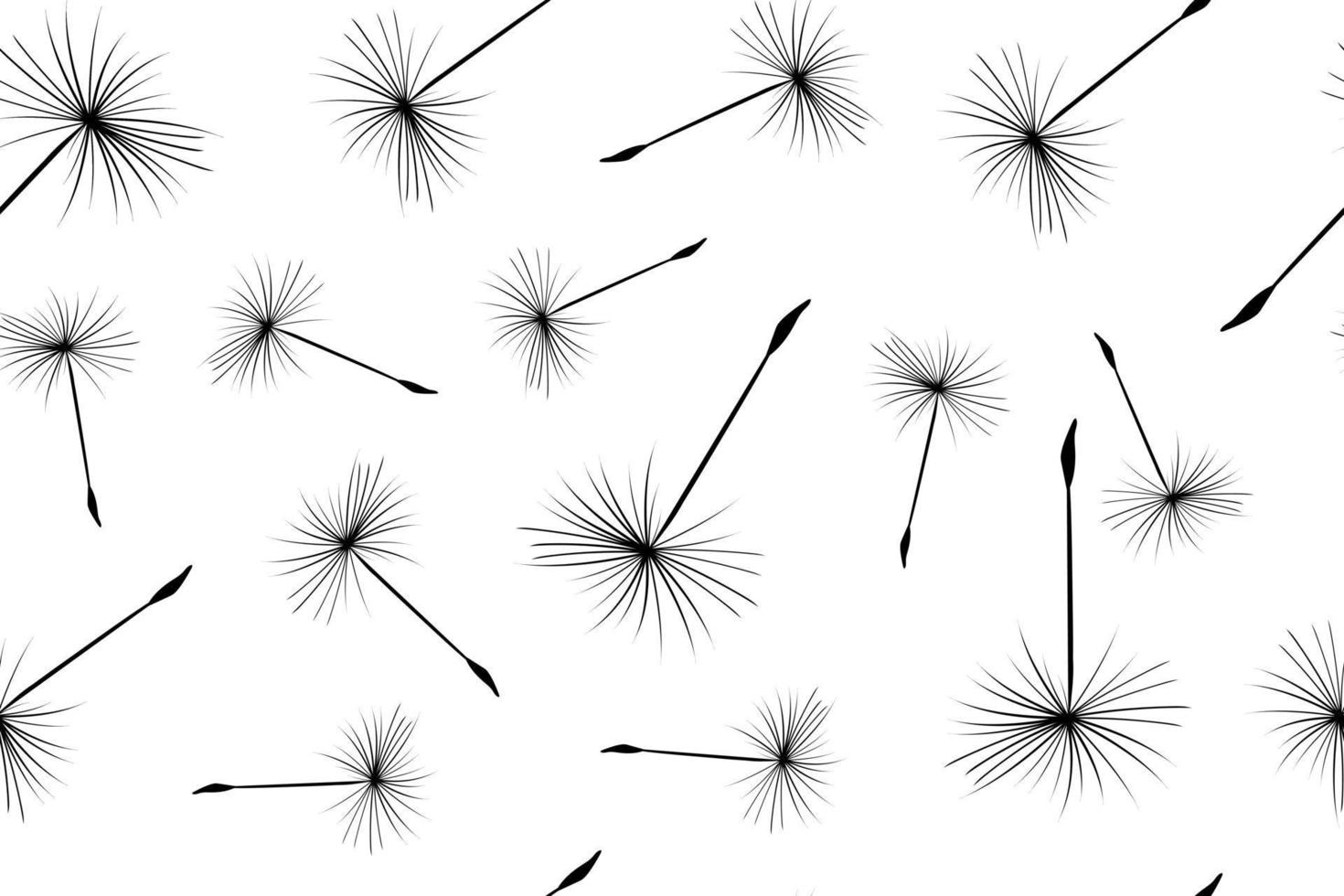 Seamless background. Dandelion fluff flies away from the wind vector