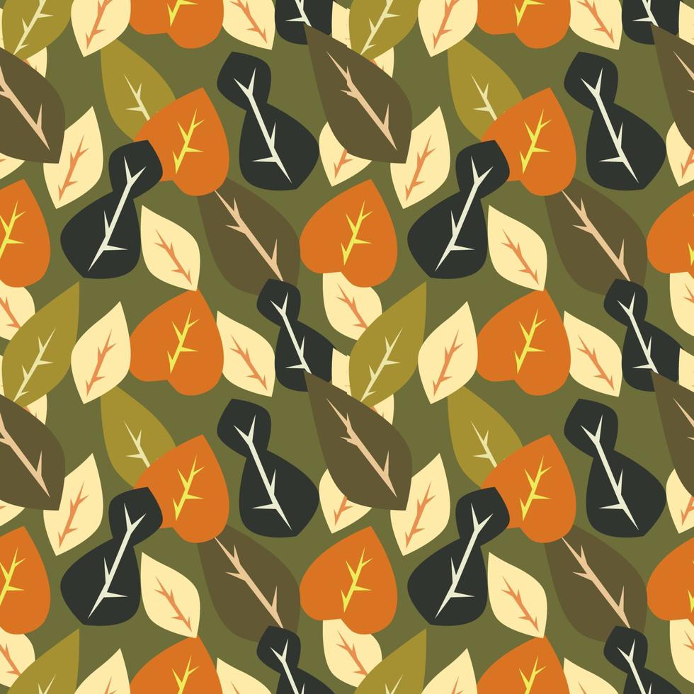 Colorful abstract leaves seamless pattern vector
