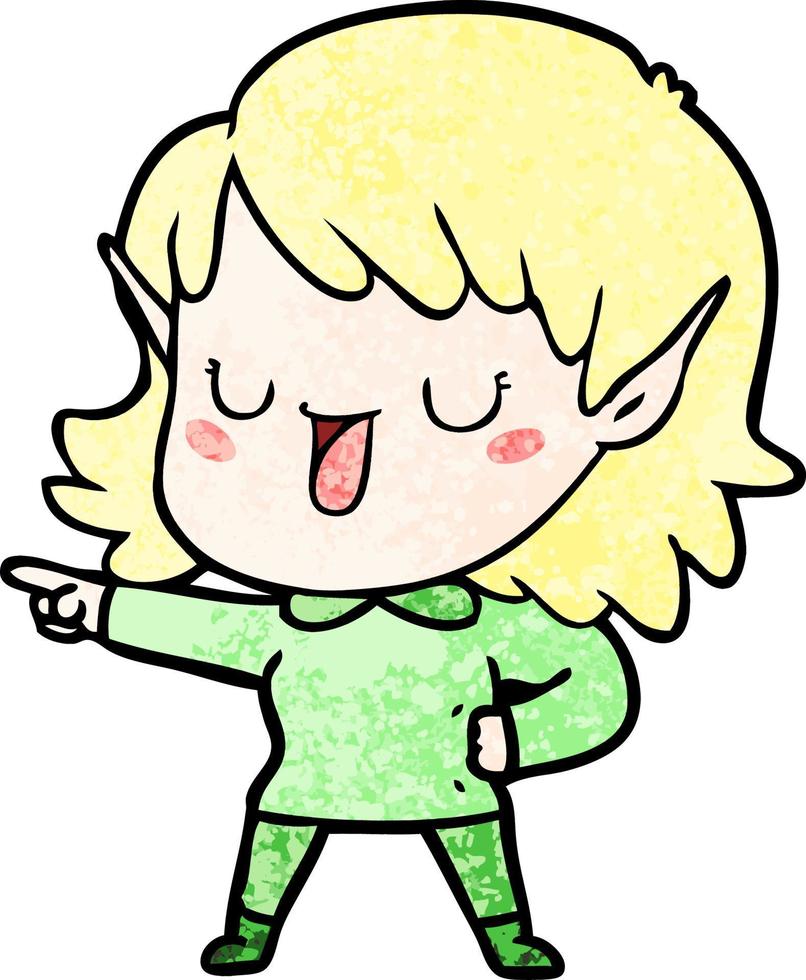 Vector elf girl character in cartoon style