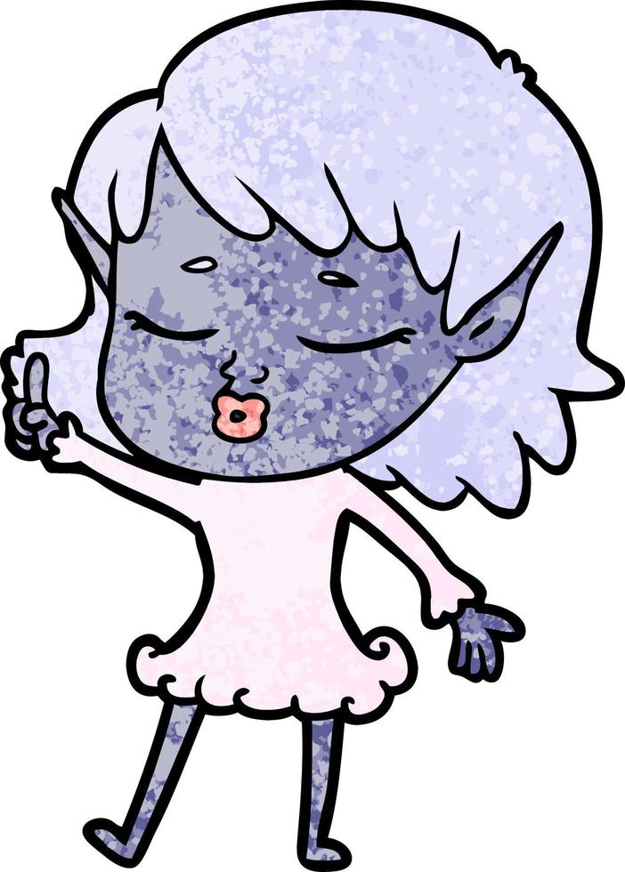 personaje de niña elfa vectorial en estilo de dibujos animados vector