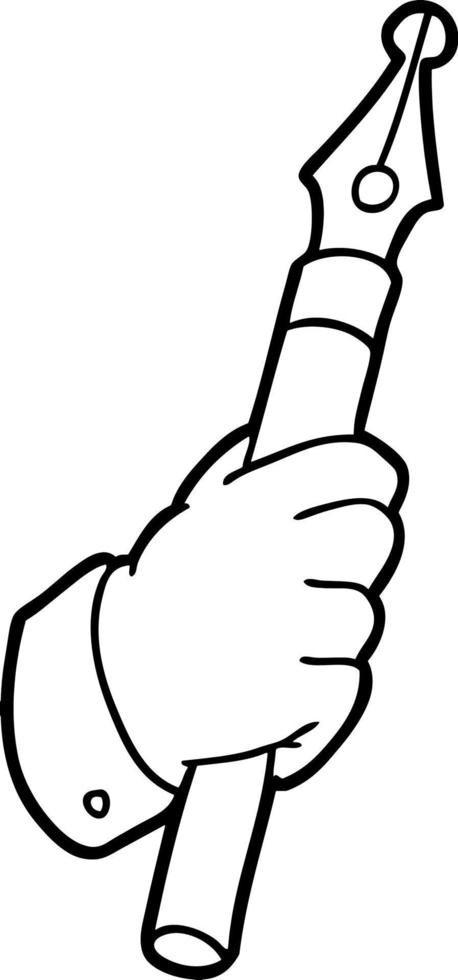 Line drawing cartoon fountain pen vector