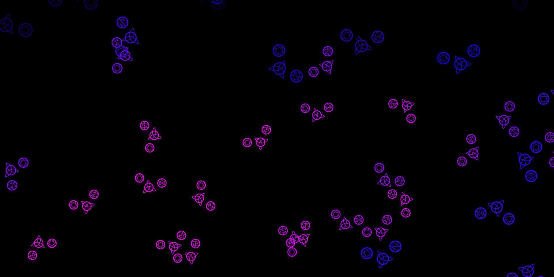 plantilla de vector de color púrpura oscuro, rosa con signos esotéricos.