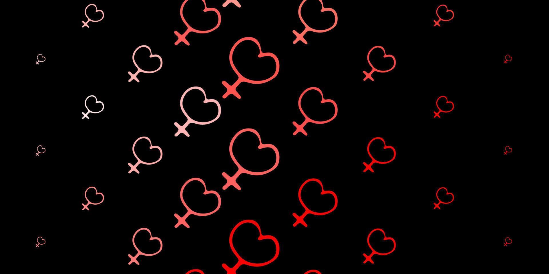Dark Red vector texture with women's rights symbols.