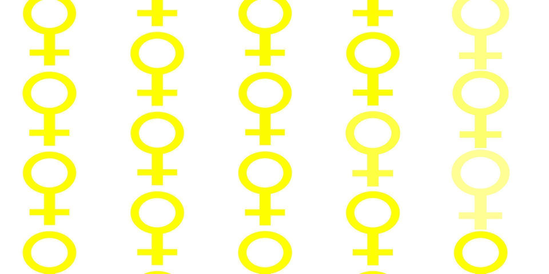 patrón de vector amarillo claro con elementos de feminismo.