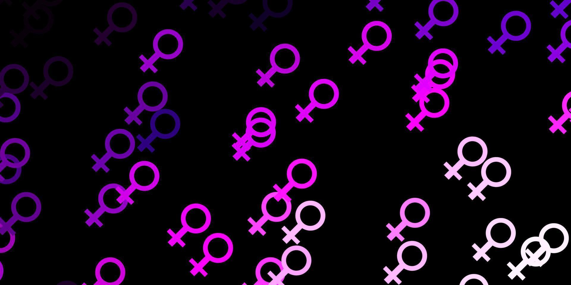 Fondo de vector rosa oscuro con símbolos de mujer.