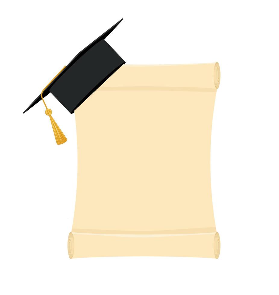 Vector illustration in the flat style. Academic graduation cap isolated on the background.