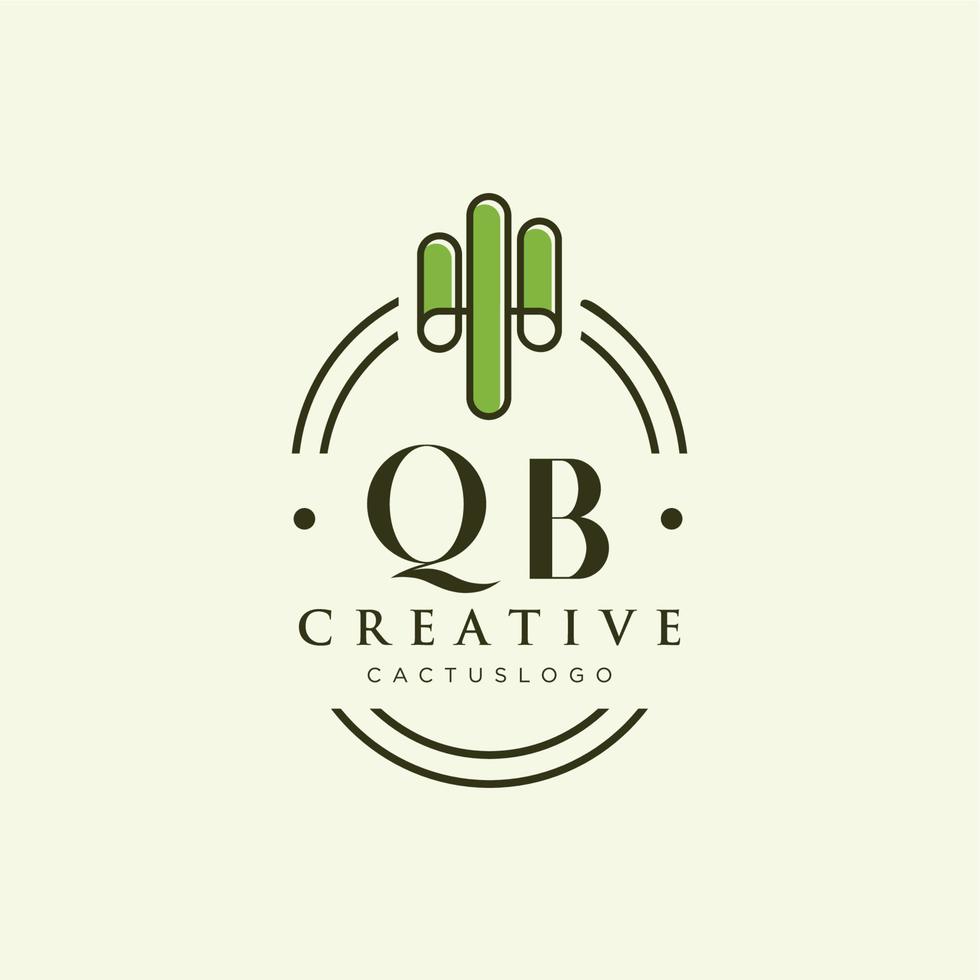 qb letra inicial vector de logotipo de cactus verde