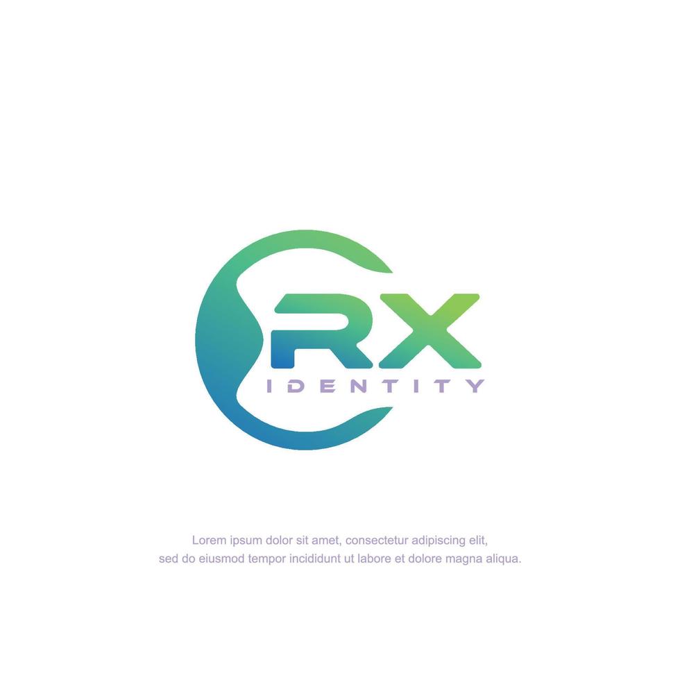 RX Initial letter circular line logo template vector with gradient color blend