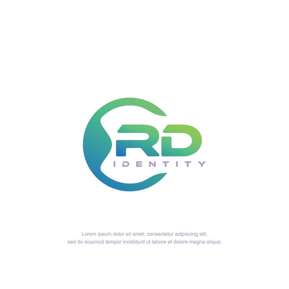 RD Initial letter circular line logo template vector with gradient color blend