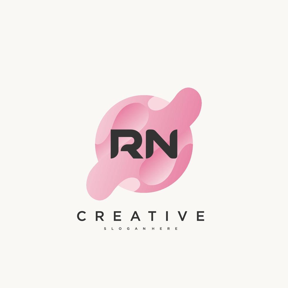 rn letra inicial colorido logotipo icono diseño plantilla elementos vector